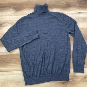 Reiss Caine Turtleneck Men L Minimalist 100% Merino Wool Slim Fit Charcoal Grey
